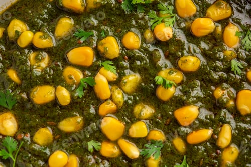 Preview: Palak sweet corn sabzi also known as Spinach Makai curry sabji, north Indian main course menu