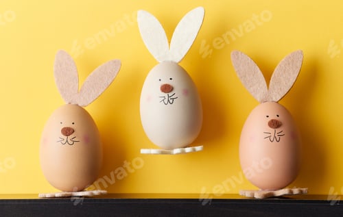 Preview: three bunny shaped easter eggs