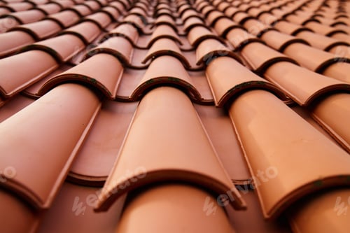 Preview: Red Ceramic Roof Tiles Pattern on Building