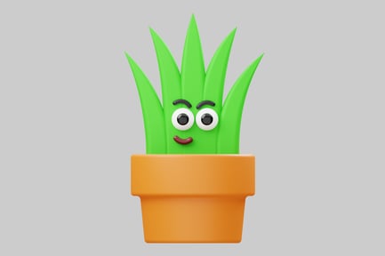 Preview: Potted plant with a smiling face.