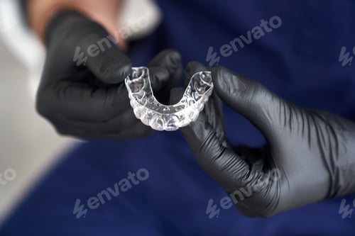 Preview: Dentist holding retainers in his hands