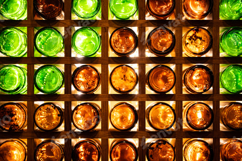Preview: Beer bottles in stand texture background wall