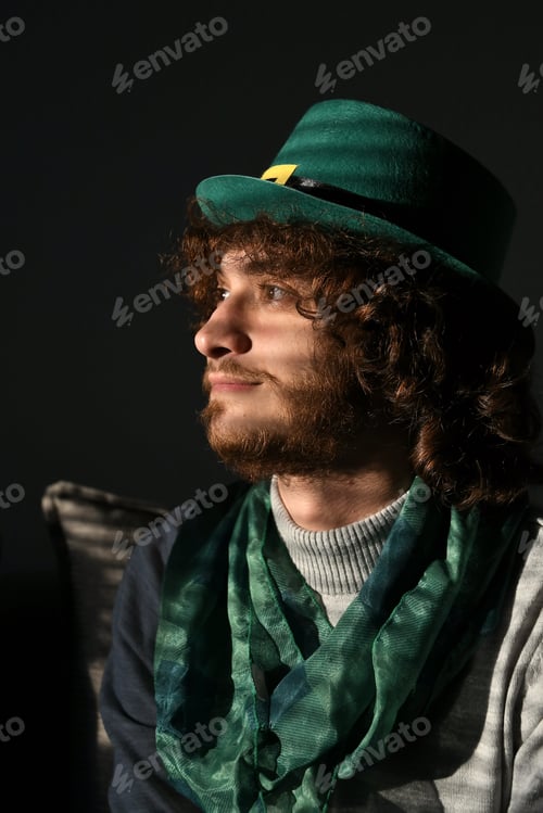 Preview: Portrait of a young man during st Patrick's day