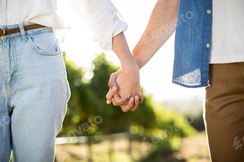 Preview: Mid section of couple holding hands