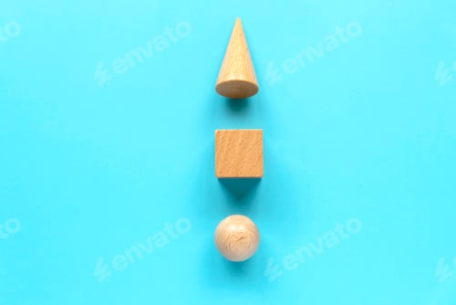 Preview: Different geometric shape over a blue background.