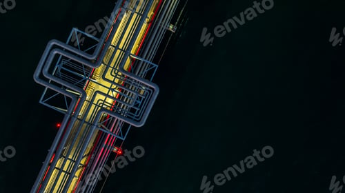 Preview: Aerial view industrial oil and gas pipeline system, Energy industry pipeline structure
