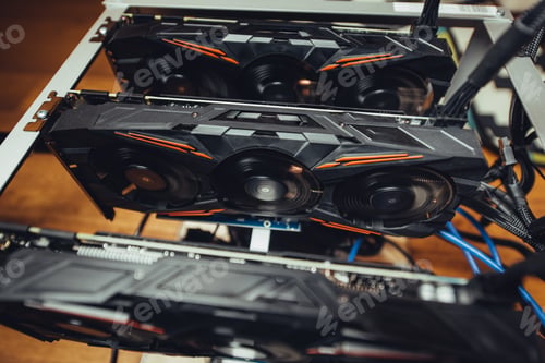Preview: Graphics cards mining rig used for mining online crypto currencies