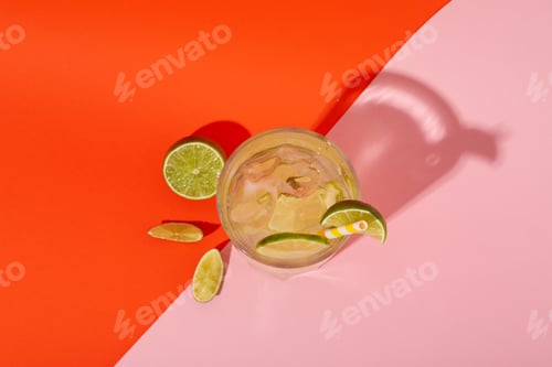 Preview: Glass of mojito, delicious fresh summer cocktail, top view