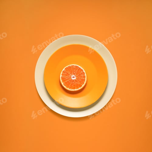Orange Slice on Colorful Plates for Food Still