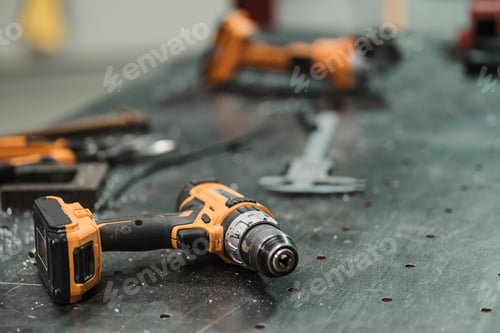 Preview: Cordless Drill and Tools on Work Surface