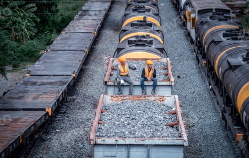 Preview: Engineer under discussion inspection and checking construction process railway switch and checking w