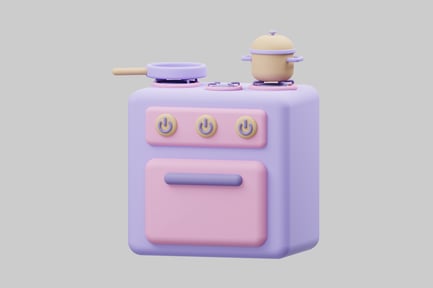 Preview: Lilac toy stove with pot