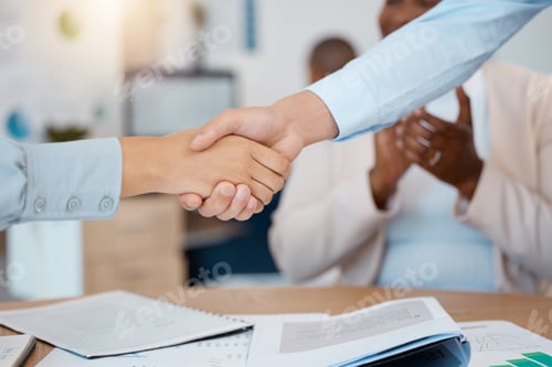 Preview: Collaboration, handshake, agreement and meeting for project, contract and approve business applicat