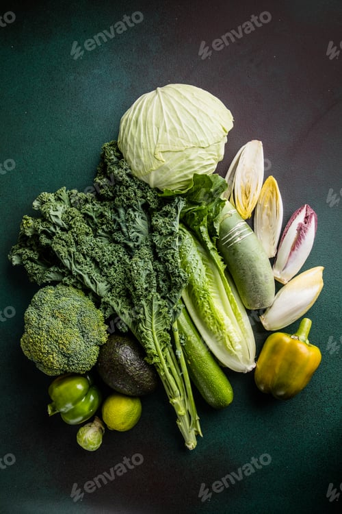 Preview: Healthy green food, organic vegetables.