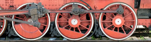 Preview: Big red wheels of a steam locomotive