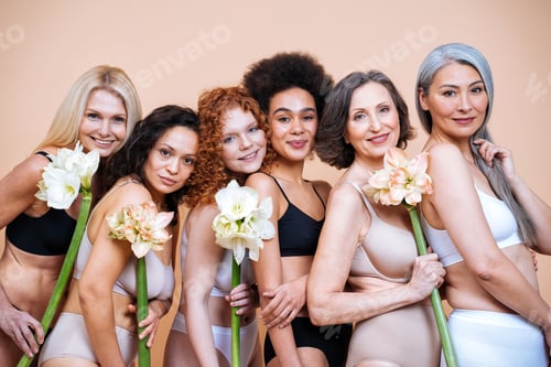 Preview: Beauty image of a group of women with different age, skin and body