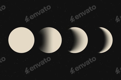 Preview: Moon phases background, retro aesthetic beige astronomy image