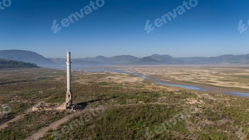 Preview: A dry dam in a dry and drought-affected area. Tahtali Dam, izmir. Turkey