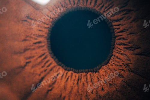 Preview: Extreme close up or Marco photo of brown iris useful for ophthalmology or optometry imagery