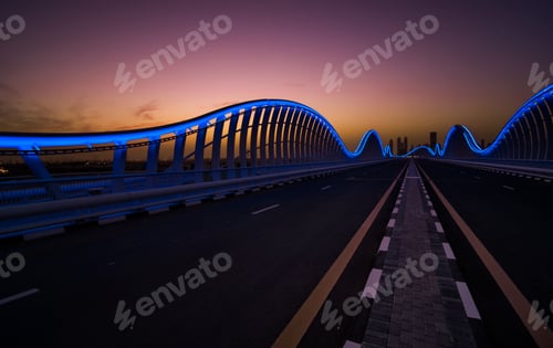 Preview: Amazing night dubai VIP bridge with beautiful sunset. Private ro