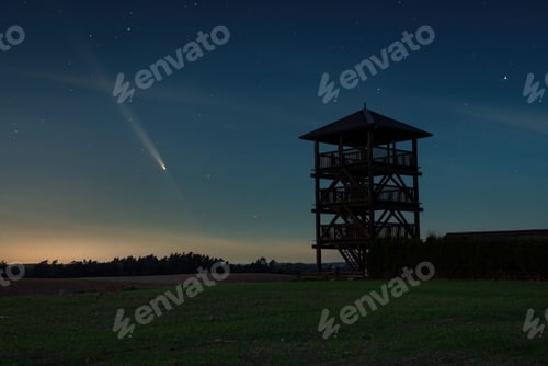 Preview: Comet in Night Sky with Observation Tower