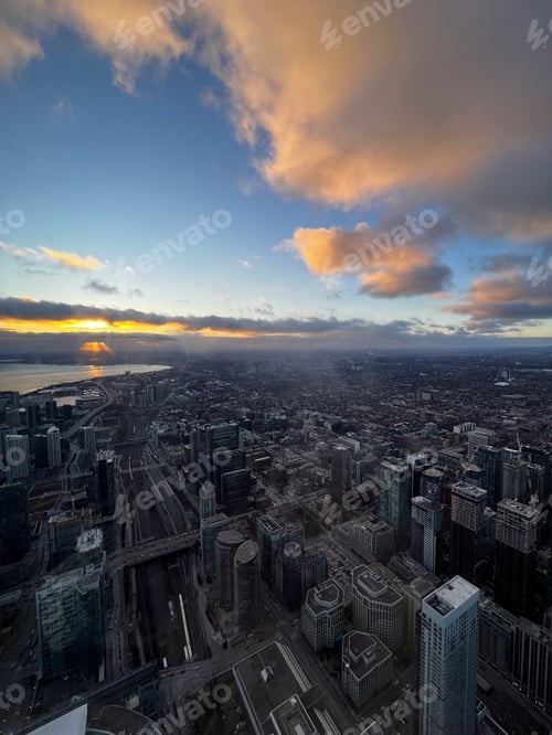 Preview: Skyscrapers in the city during evening and night lights