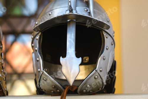Preview: An ancient Knight's helmet with armor.A medieval concept