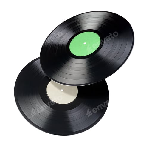 Preview: Two 12-inch vinyl records with blank label isolated.