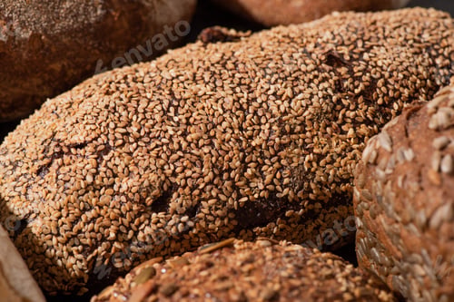Preview: Close up View of Fresh Baked Brown Whole Grain Bread