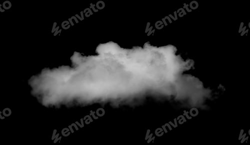 Preview: White Cloud Isolated on Black Background