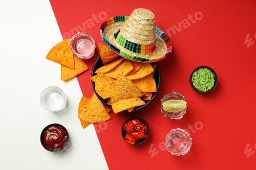 Preview: Mexico food concept, tortillas and tequila