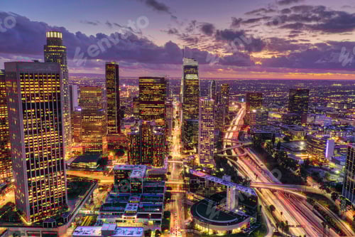 Preview: Aerial shot of downtown Los Angeles at night