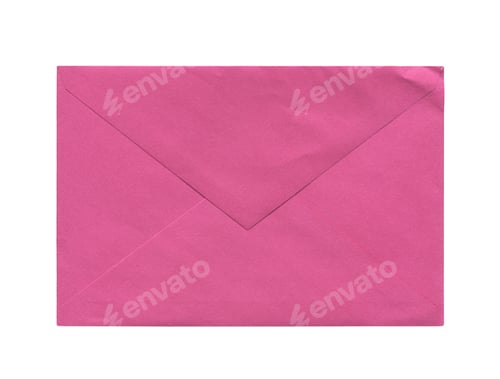 Preview: old aged pink paper envelope isolated on white
