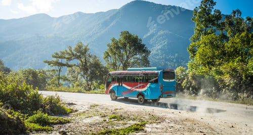 Preview: Bus on mountain road, Annapurna area