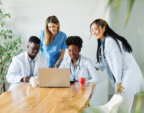 Preview: doctor hospital medical health medicine teamwork clinic healthcare laptop computer care team black