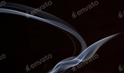 Preview: White abstract smoke from the aromatic sticks on a black background.
