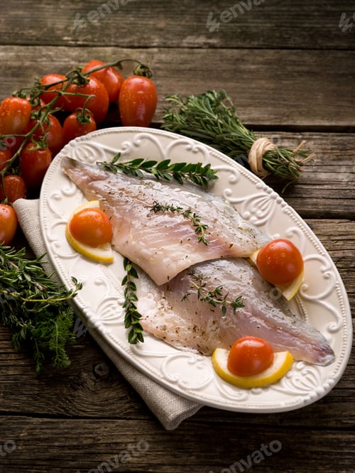 Preview: fish fillet with herbs ready to cooking