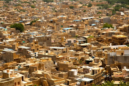 Preview: View of golden city from Jaisalmer fort, Jaisalmer, Rajasthan, India
