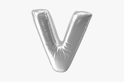 Preview: Silver Foil Letter V - Inflatable Celebration Decoration