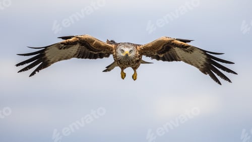 Preview: Flying red kite against blue sky