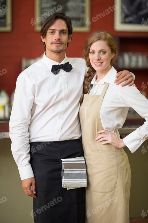 Preview: Portrait of waitress and waiter in restaurant