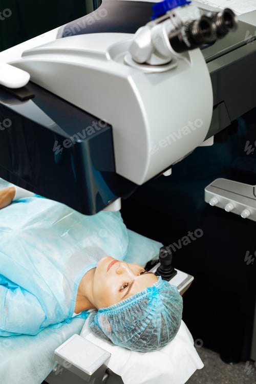 Preview: Nice female patient being prepared for eye treatment