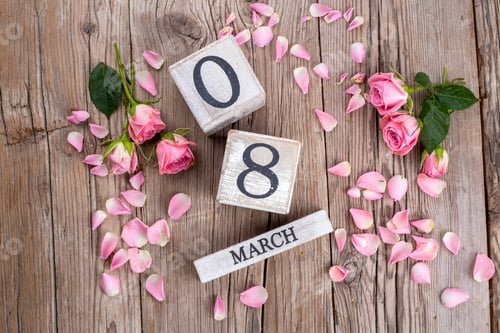 Preview: March 8, wooden calendar, international women's day