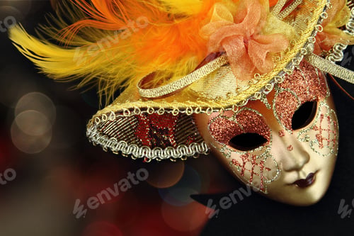Preview: Vintage carnival mask in front of lights background
