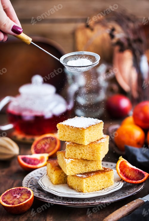 Preview: Homemade gluten-free polenta, almond and blood orange cake