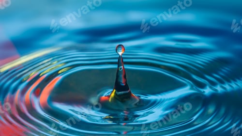 Preview: Blue Water drop splash with red tones