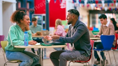 Preview: Male And Female College Or University Students Working Together At Table In Study Area
