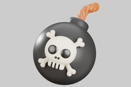 Preview: Arafed Explosive Artefact Decorated with Skull and Bones