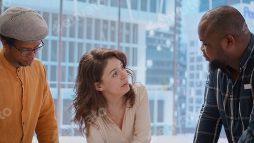 Preview: Realtor experts team meeting with entrepreneur to evaluate the office space