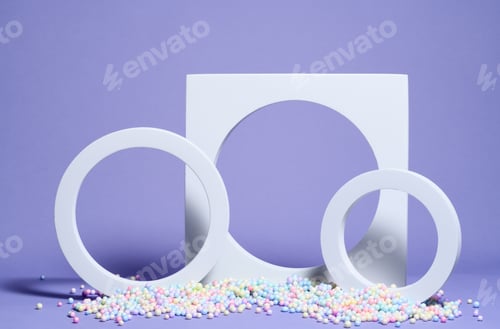 Preview: Background with white circles and colorful balls